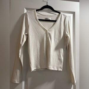 Hollister Ribbed Henley Long Sleeve Top 🤍